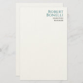 Minimalistische effen blauwe en witte moderne naam briefpapier (Voorkant / Achterkant)