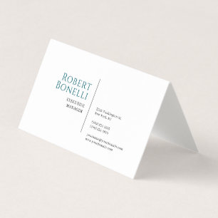 Minimalistische effen blauwe & witte moderne premi visitekaartje