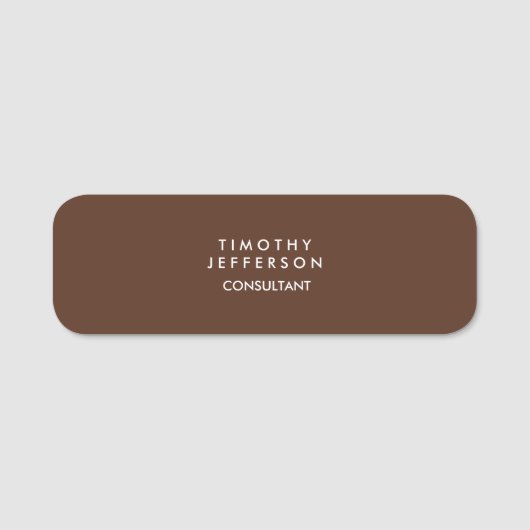 Minimalistische effen bruin Elegant Modern Naamplaatje (Voorkant)