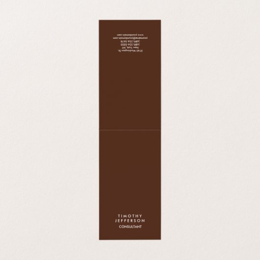 Minimalistische effen bruin Elegant Modern Visitekaartje (Buitenkant ongevouwen)