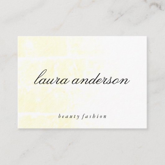 Minimalistische effen gele kaart met cursieve teks visitekaartje (Voorkant)