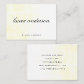 Minimalistische effen gele kaart met cursieve teks visitekaartje (Voorkant / Achterkant)