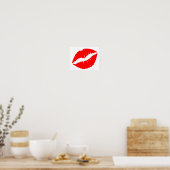 Minimalistische effen kleur rode kus poster (Keuken)