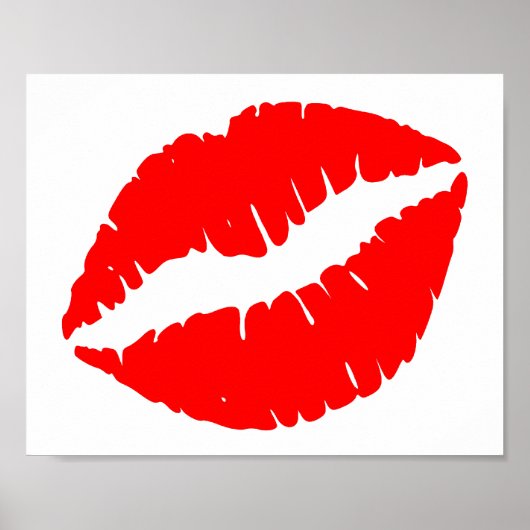 Minimalistische effen kleur rode kus poster (Voorkant)