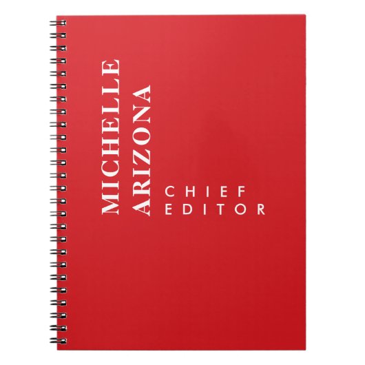 Minimalistische effen rode en witte professionele  notitieboek (Voorkant)