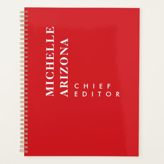 Minimalistische effen rode en witte professionele  planner (Voorkant)