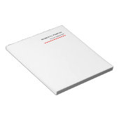 Minimalistische effen rood wit modern notitieblok (Schuin)