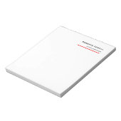 Minimalistische effen rood wit modern notitieblok (Linkerzijde)