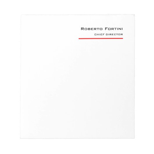 Minimalistische effen rood wit modern notitieblok (Voorkant)
