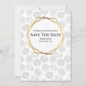 Minimalistische effen roos zwart wit goud foto save the date (Voorkant)