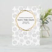 Minimalistische effen roos zwart wit goud foto save the date (Staand voorkant)