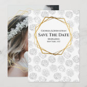 Minimalistische effen roos zwart wit goud foto save the date (Voorkant / Achterkant)