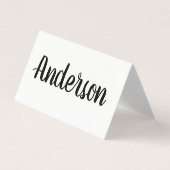 Minimalistische effen witte met cursieve tekst visitekaartje (Voorkant)