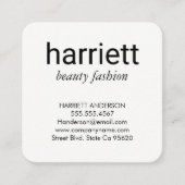 Minimalistische effen witte met schuingedrukte tek vierkante visitekaartje (Voorkant)