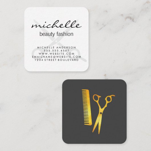 Minimalistische effen witte met schuingeschreven t vierkante visitekaartje (Voorkant / Achterkant)