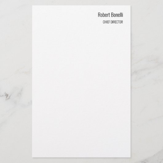 Minimalistische effen witte moderne standaardgroot briefpapier (Voorkant)