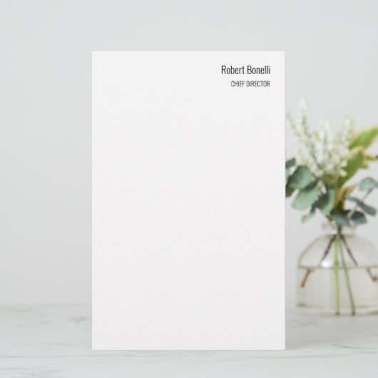 Minimalistische effen witte moderne standaardmaat briefpapier (Staand voorkant)