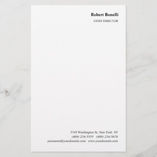 Minimalistische effen witte moderne stijl briefpapier (Voorkant)