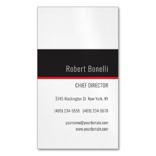 Minimalistische effen witte rode grijze moderne pa magnetisch visitekaartje