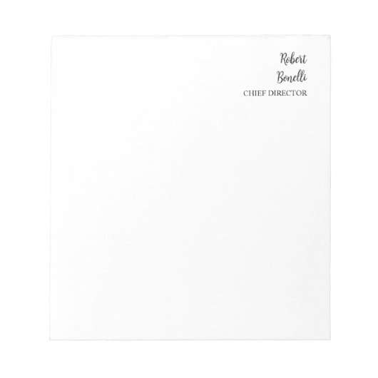 Minimalistische effen zwart-wit moderne stijl notitieblok (Voorkant)