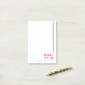 Minimalistische effen zwarte rode en witte moderne post-it® notes (Op bureau)