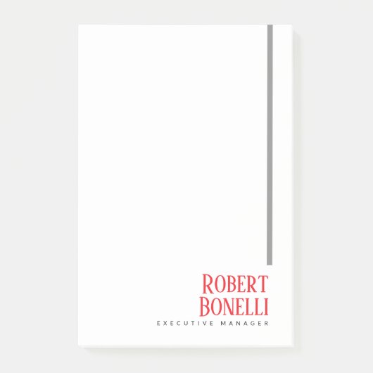 Minimalistische effen zwarte rode en witte moderne post-it® notes (Voorkant)