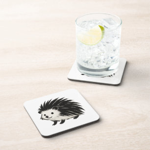 Minimalistische egel – Black Ink Animal Design op Bier Onderzetter