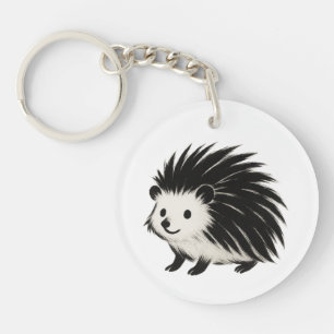 Minimalistische egel – Black Ink Animal Design op Sleutelhanger
