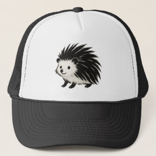 Minimalistische egel – Black Ink Animal Design op Trucker Pet