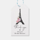 Minimalistische eiffeltoren romantisch bedankt cadeaulabel (Voorkant)