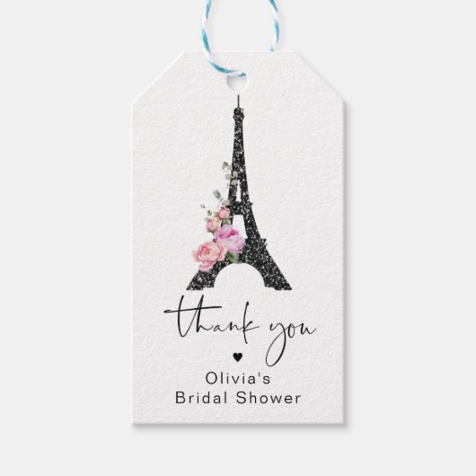 Minimalistische eiffeltoren romantisch bedankt cadeaulabel (Voorkant)