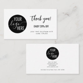 Minimalistische eigen Logo Bedankt Korting Kaart