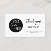 Minimalistische eigen Logo Bedankt Korting Kaart (Voorkant)