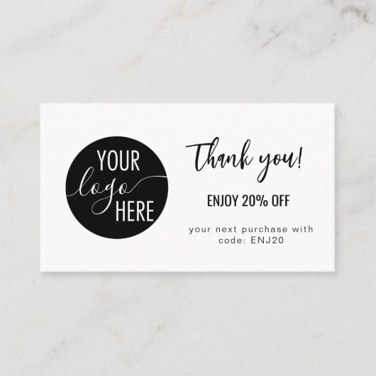 Minimalistische eigen Logo Bedankt Korting Kaart (Voorkant)