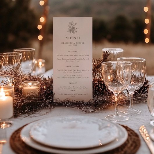Minimalistische eikels & Pinecone Fall Wedding Menu