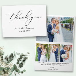 Minimalistische eleganceringskalligrafie 4 Gevouwe Bedankkaart