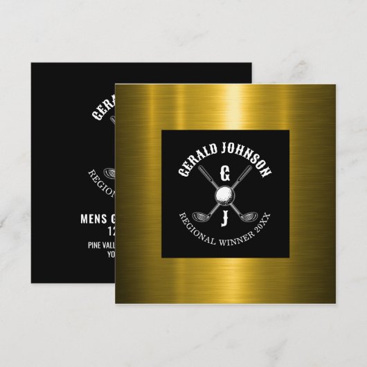 Minimalistische Elegant Aangepaste Golf Monogram O Kaart (Voorkant / Achterkant)