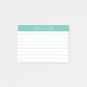 Minimalistische Elegant Aqua Lined Personalized Post-it® Notes (Voorkant)