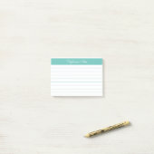 Minimalistische Elegant Aqua Lined Personalized Post-it® Notes (Op bureau)