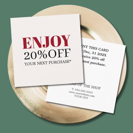 Minimalistische Elegant Beige Red Shop Coupon