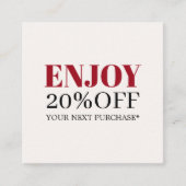 Minimalistische Elegant Beige Red Shop Coupon (Voorkant)