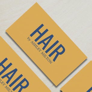 Minimalistische Elegant Blauw Geel Vet Haar Salon Visitekaartje