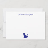Minimalistische Elegant Blue Cat Flat Note Kaart Notitiekaartje (Voorkant)