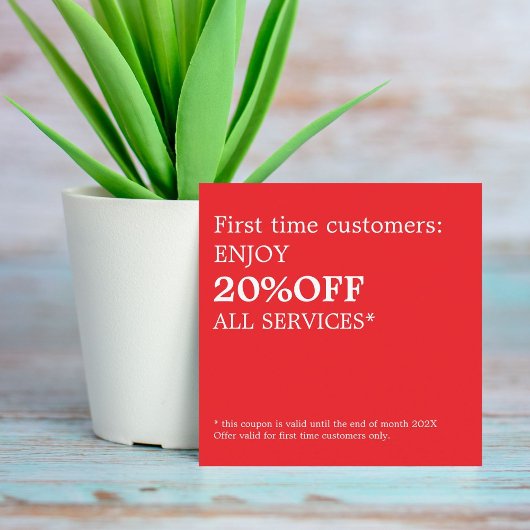 Minimalistische Elegant Bold Rood Wit Coupon