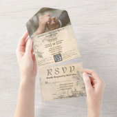 Minimalistische Elegant  Cream QR Code Foto All In One Uitnodiging (Afscheurbaar)