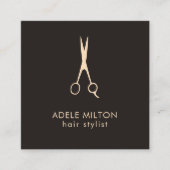 Minimalistische Elegant Dark Roos Scissor Haarstyl Vierkante Visitekaartje (Voorkant)