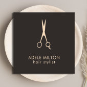 Minimalistische Elegant Dark Roos Scissor Haarstyl Vierkante Visitekaartje