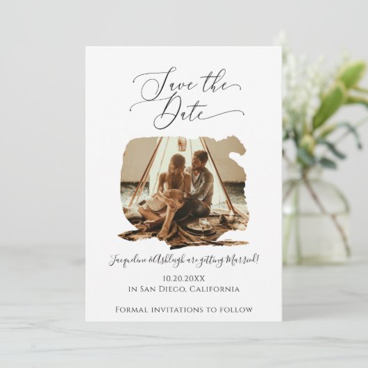 Minimalistische Elegant de Foto van het Lijst van  Save The Date (Staand voorkant)