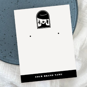 Minimalistische Elegant Display Oorbellen Zwart Lo Visitekaartje