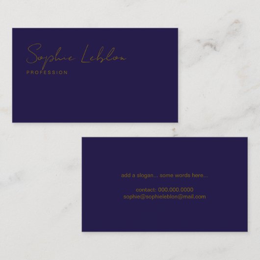 Minimalistische Elegant Dunne Handtekening Donkerb Visitekaartje (Voorkant / Achterkant)